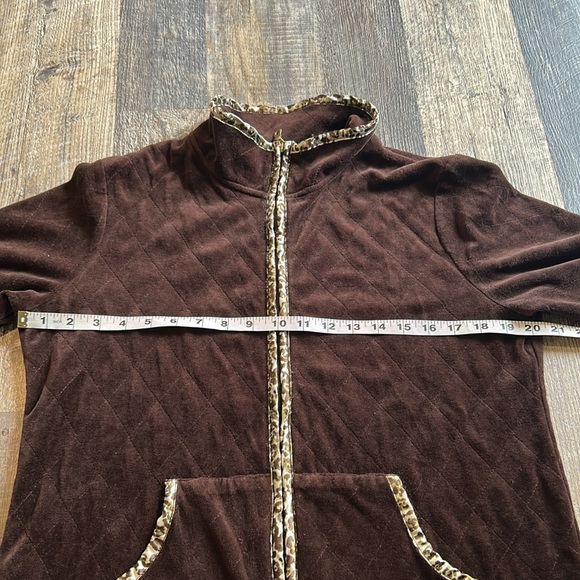 Onque Casuals Vintage Leopard Print Brown Velour Jacket Coat Women’s Size Large - Picture 4 of 10